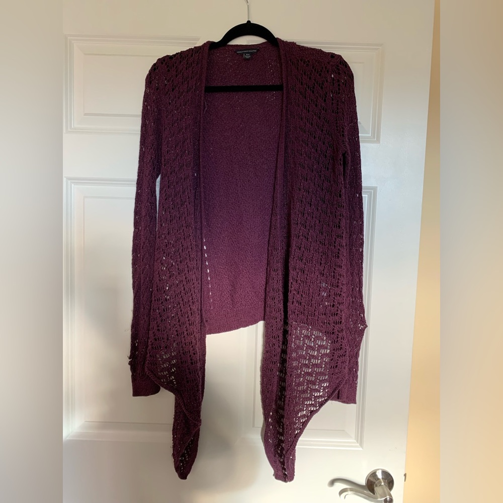 Deep Purple Sparkle Asymmetrical Cardigan